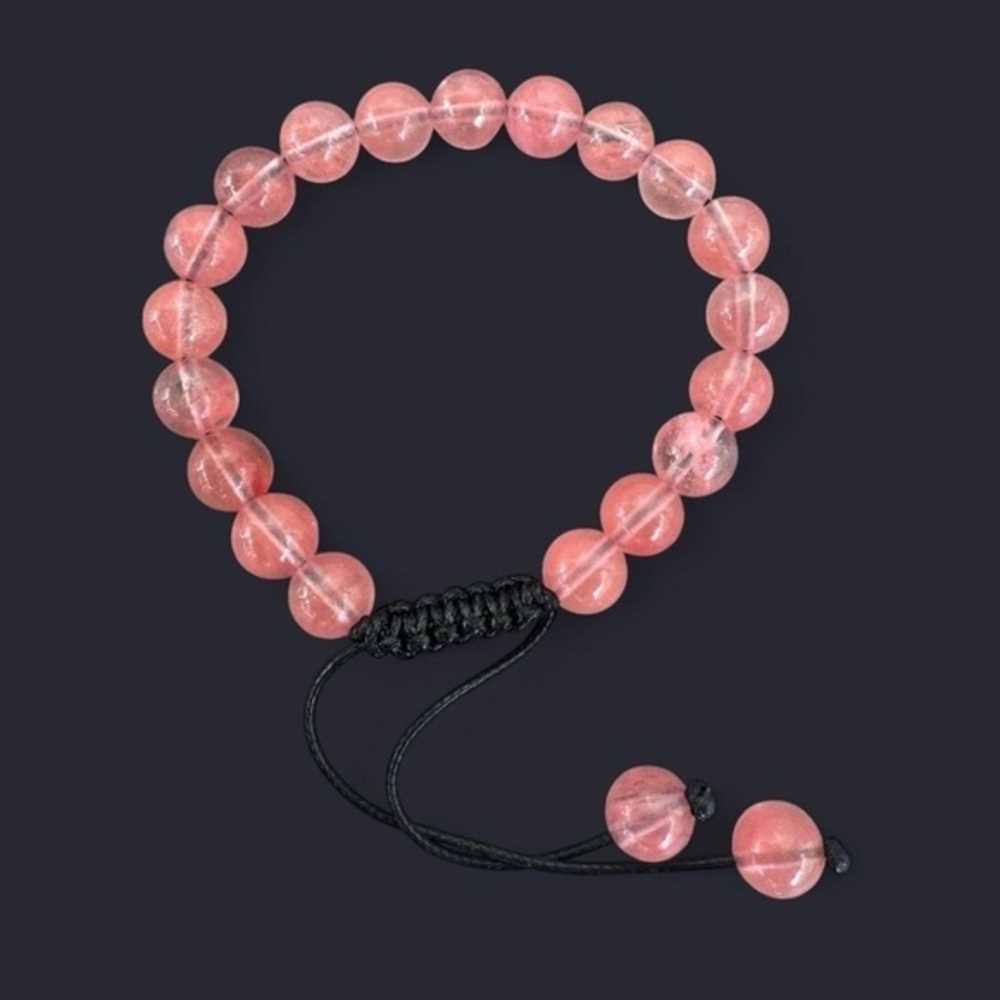 Cherry Quartz Adjustable Gemstone Bead Bracelet